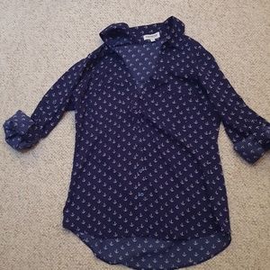 Nautical print button up shirt size xs